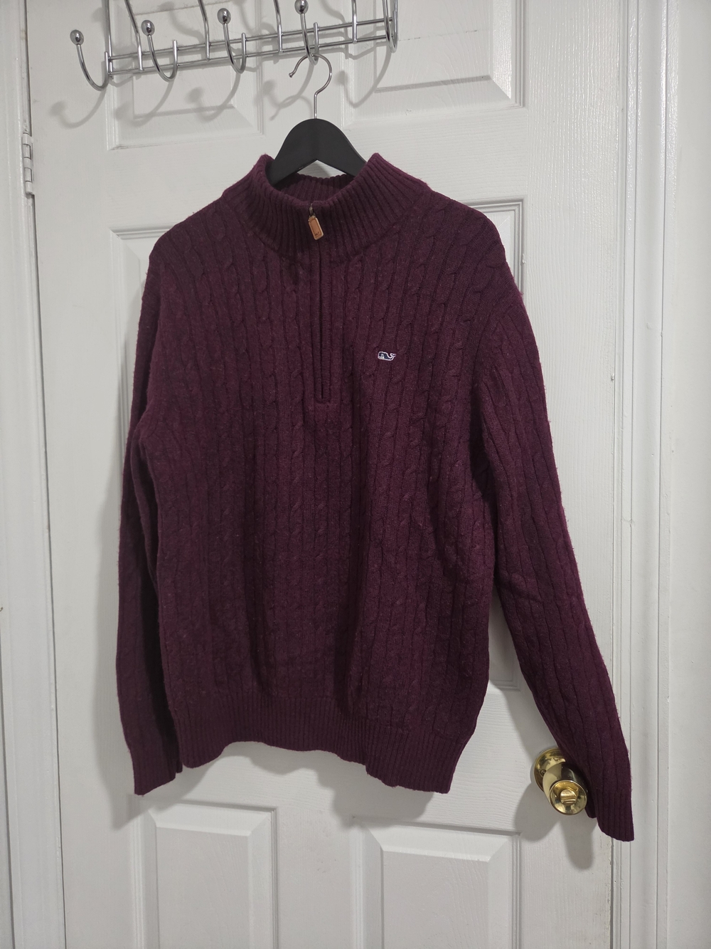 Vineyard Vines Men's Cable-Knit Half-Zip Sweater - Plum
